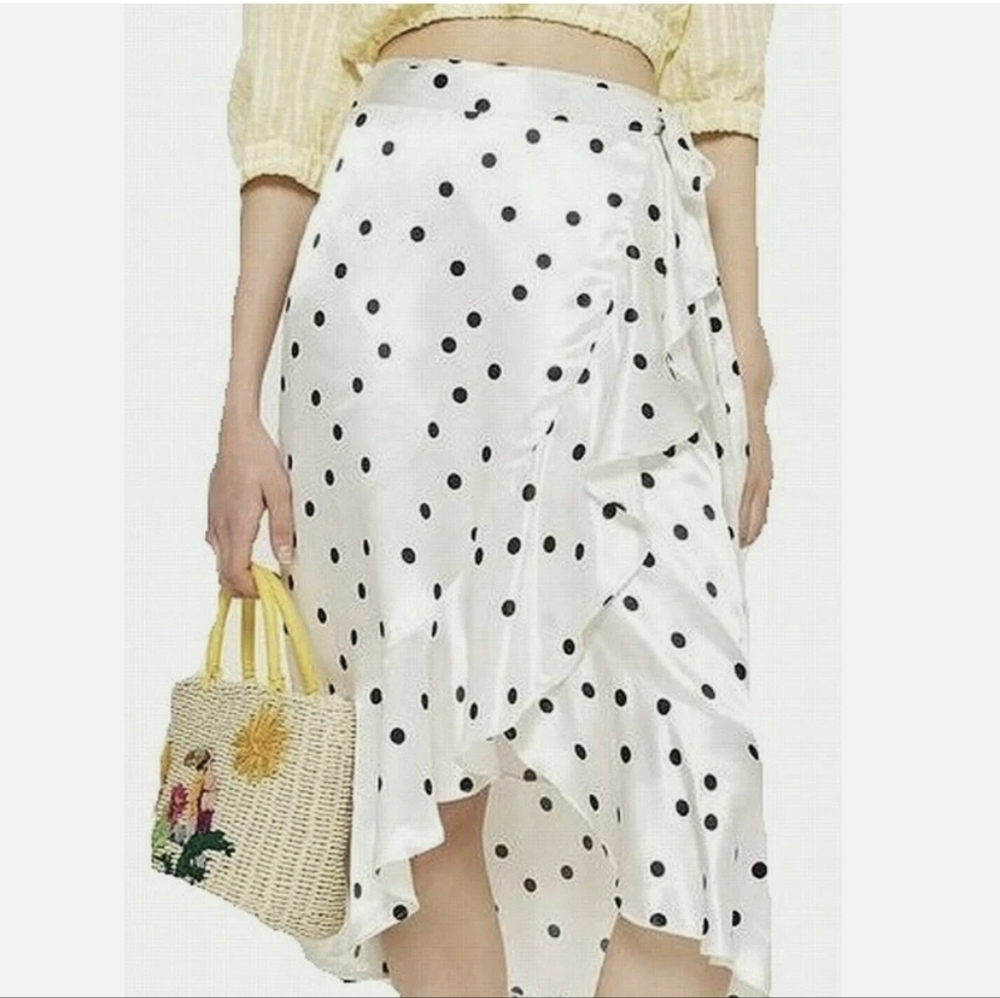 🦄Topshop Polka Dot Satin Wrap Skirt